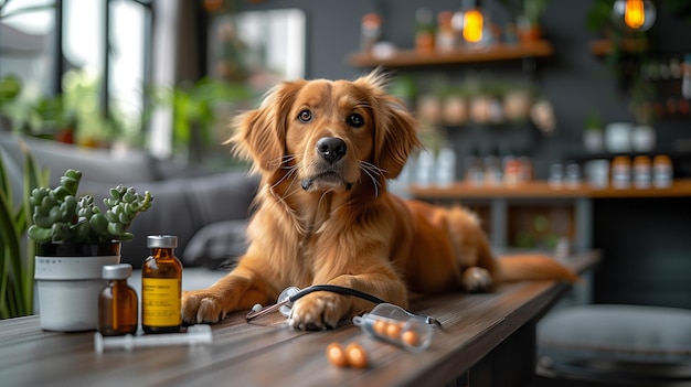 A furry patient receives a vaccination from a veterinarian