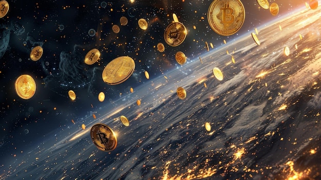 Further out smaller coins can be spotted in orbit each one representing a unique offering in the