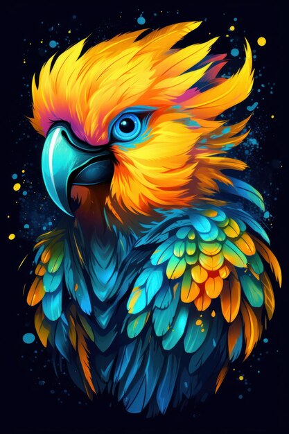 Fury emotion Macaw in an art style