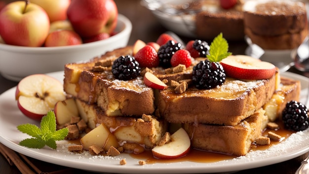 A fusion dish that combines the flavors of cinnamon baked french toast with another cuisine