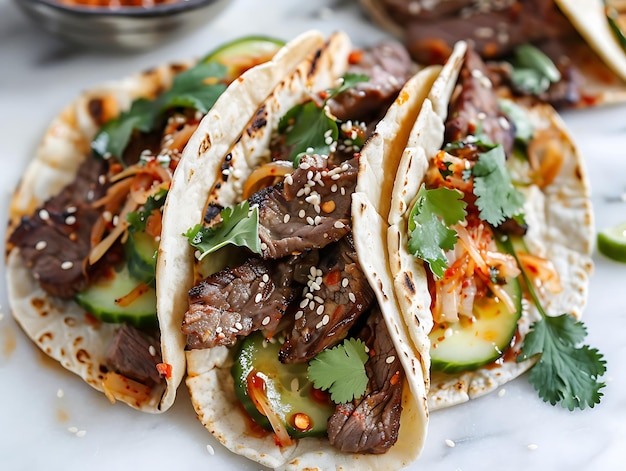 Fusioninspired Korean BBQ tacos with vibrant flavors and textures