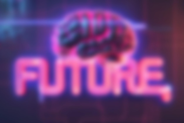 Photo future artificial intelligence server on neon brain background blurred background