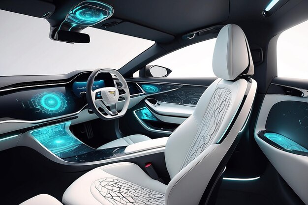 Photo future automobile interior design generative ai