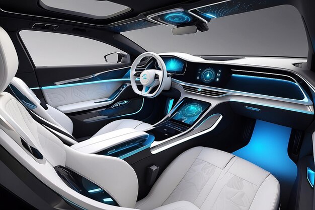 Photo future automobile interior design generative ai