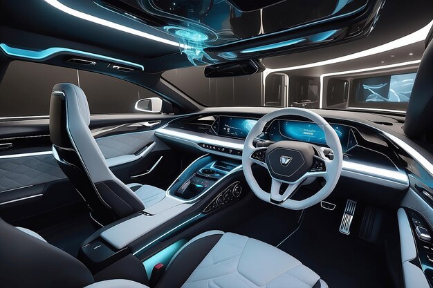 Photo future automobile interior design generative ai