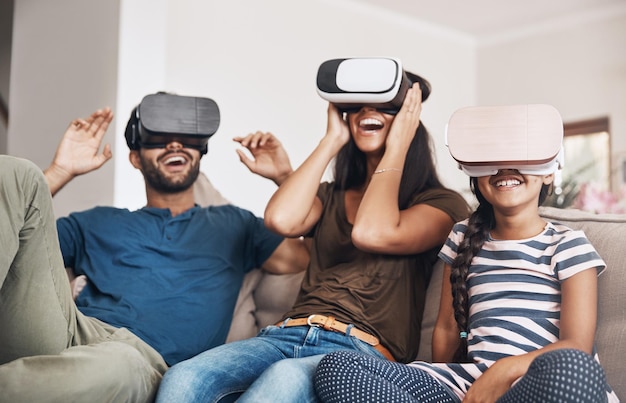 The future of family entertainment is here Shot of a young family using virtual reality headsets together at home