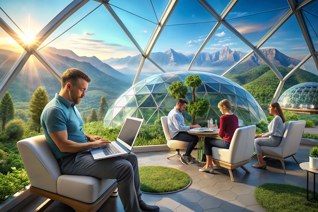 Photo future living digital nomads and the age of futurism