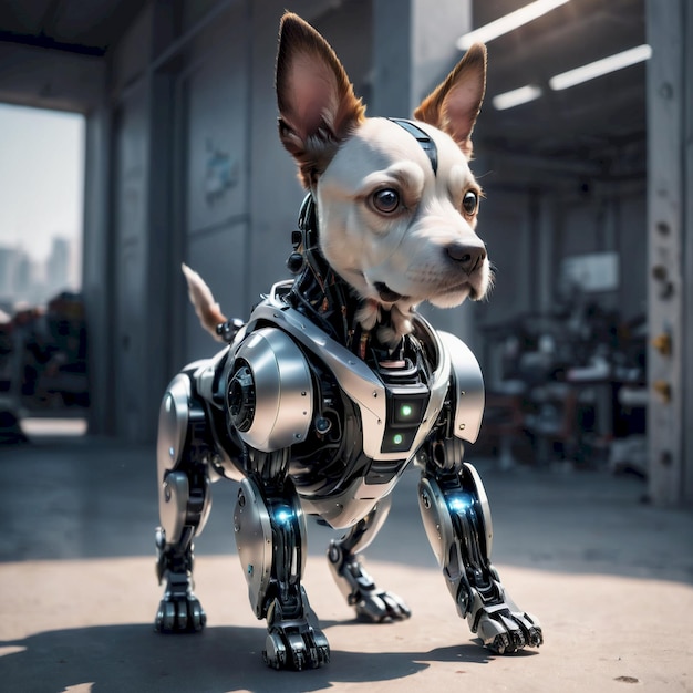 Photo future robot dog background very cool