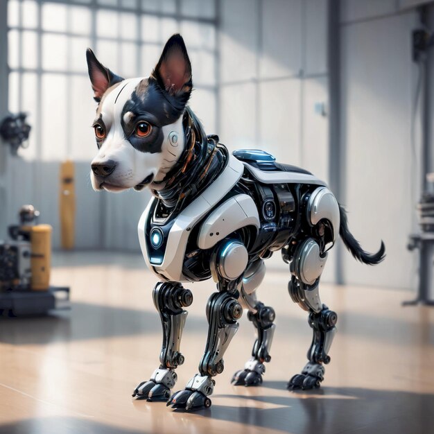 Photo future robot dog background very cool