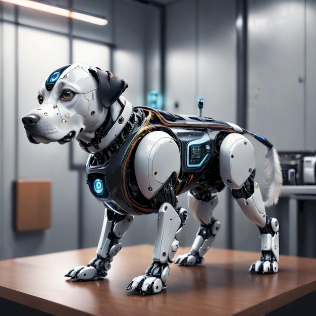 Photo future robot dog background very cool