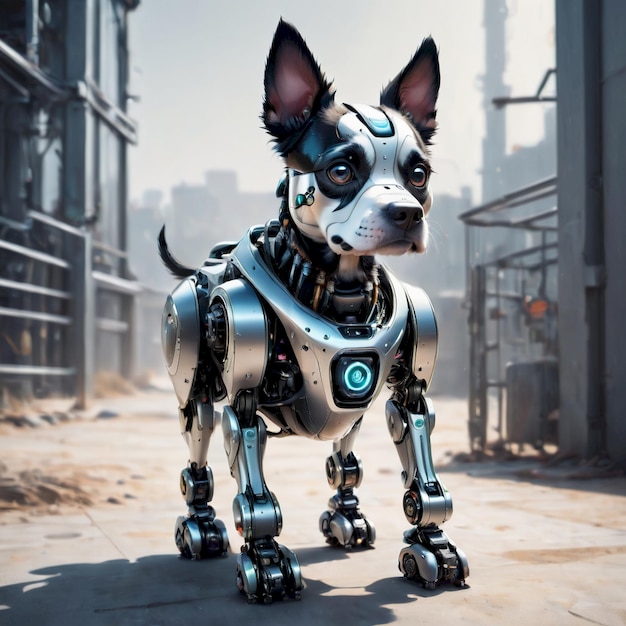 Photo future robot dog background very cool