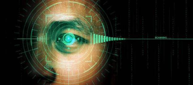 Future security data by biometrics eye scanning uds