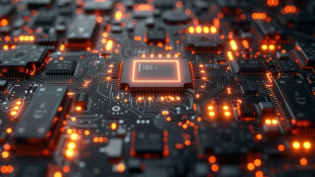 Future of technology electronics circuit boards 3D rendering