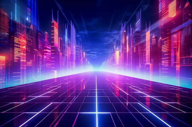 Future technology line background and light effect cyberpunk style background material with a sense