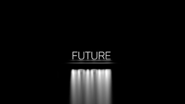 Photo future textluminous neon white lettering with reflection futureconcept3d render