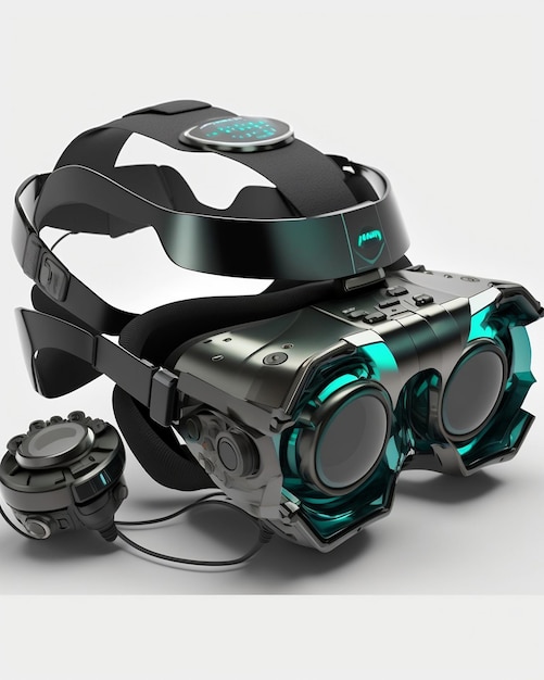 future VR headset with goggles and controllers generative AI