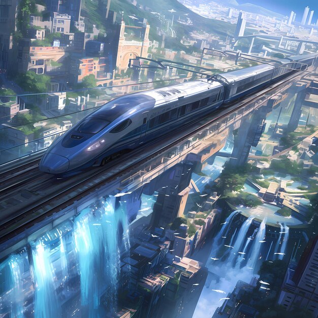 Photo futurefuturistic highspeed train