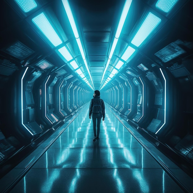 futuristic 3 d tunnelcyberpunk tunnelmodern corridor tunneldeserted tunnelneon light