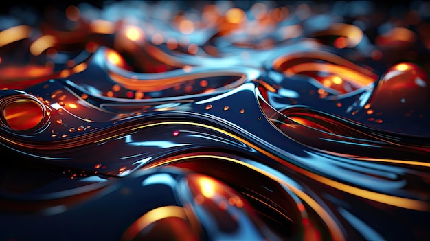 Futuristic 3D abstract technological background featuring intricate wavy patterns