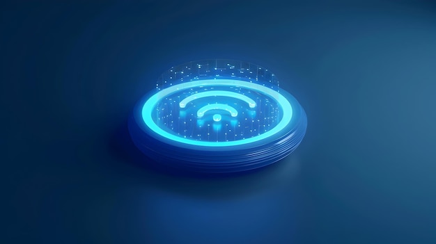 Photo futuristic 3d digital access point icon representing data connectivity and network computing