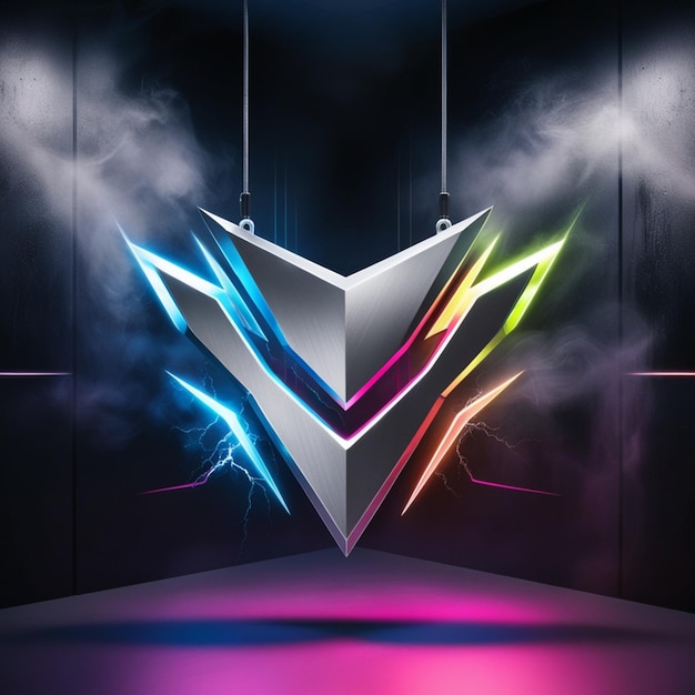 A futuristic 3D gaming logo rendered in sleek metallic silver and electric blue