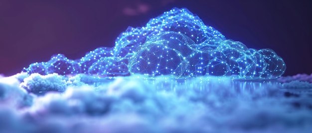 Photo futuristic 3d holographic cloud computing network with luminous nodes on white background