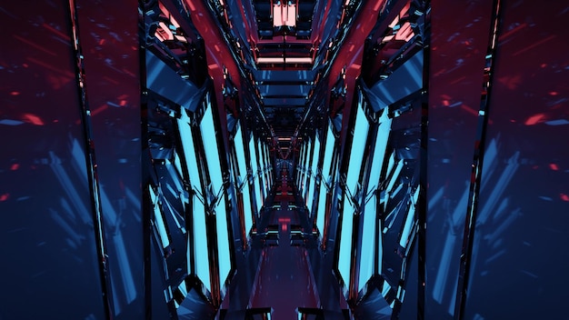 Futuristic 3d illustration of illuminated corridor