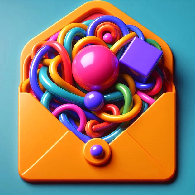 Futuristic 3d message icon with abstract elements