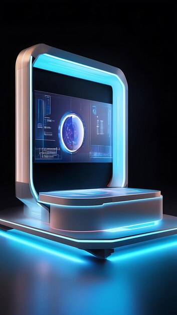 Photo futuristic 3d podium with led edges