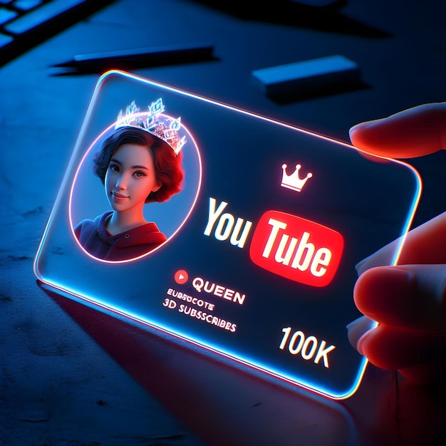 Photo futuristic 3d youtube profile card for teen influencers