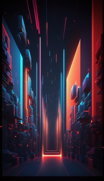 Futuristic Abstract 3D Rendering Wallpaper AI generative