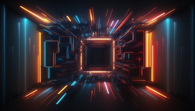 Futuristic Abstract 3D Rendering Wallpaper AI generative