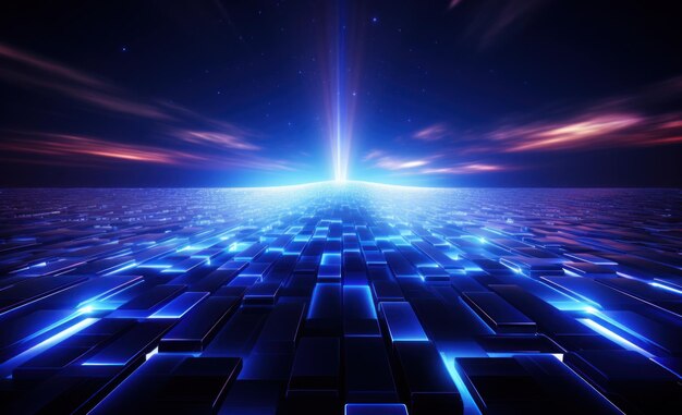 Futuristic abstract background with blue lines and lights