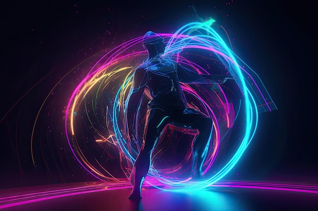 Futuristic abstract background with moving sports icon generative IA