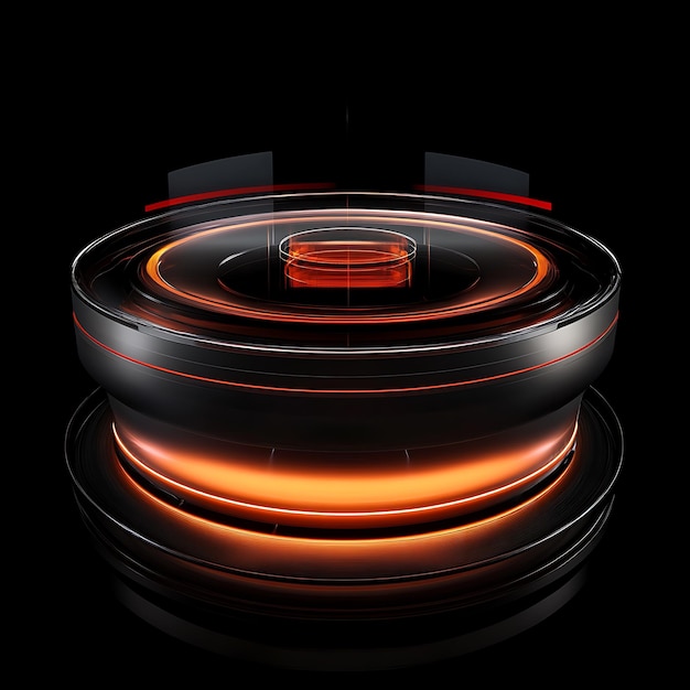 Photo futuristic abstract circular design with orange glow and red lines