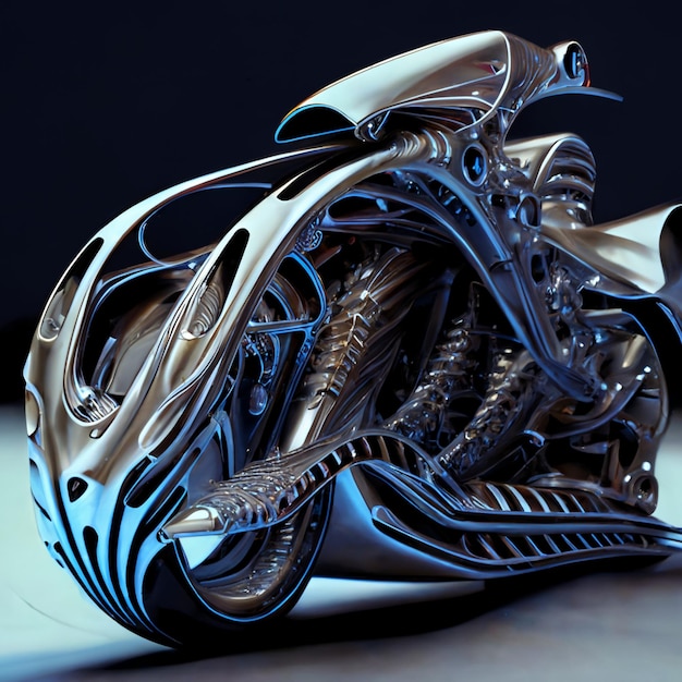 Futuristic abstract fantasy biomechanical motorcycle generative ai