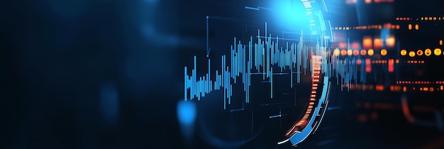 A futuristic abstract financial chart with glowing data points symbolizing growth progress te