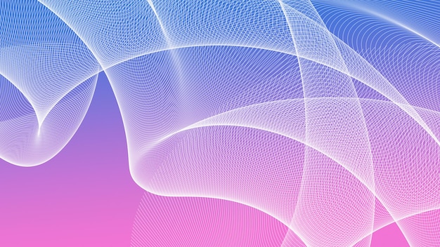 Futuristic abstract wavy lines on gradient bluepink background