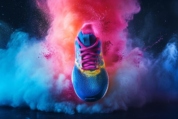 Photo futuristic adidas ultraboost with neon burst