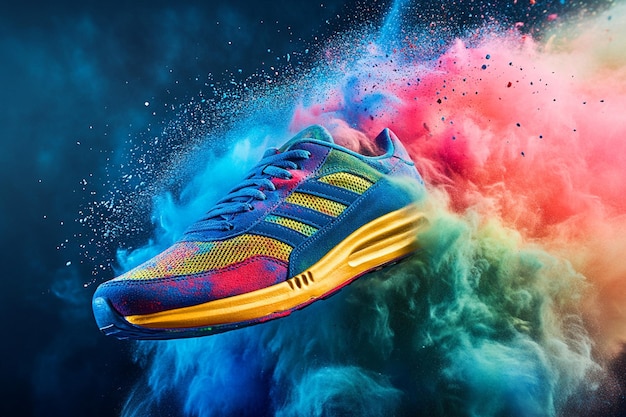 Photo futuristic adidas ultraboost with neon burst