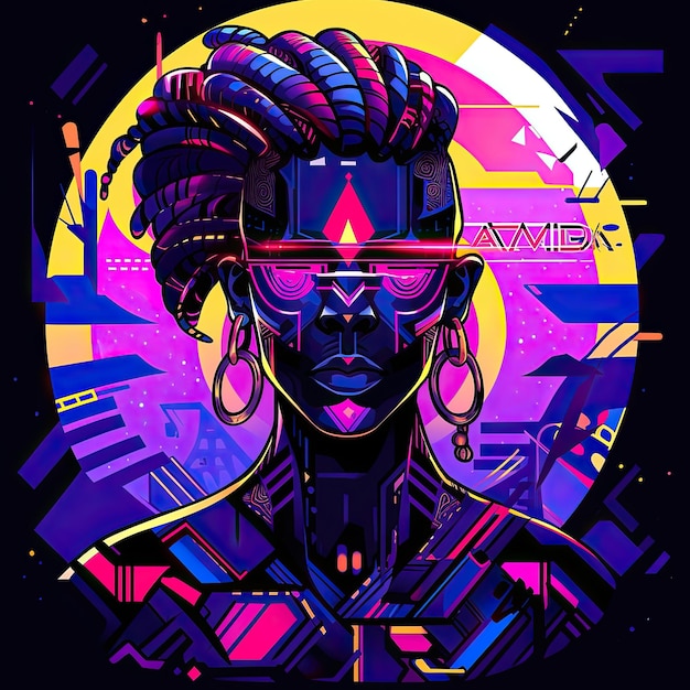 Futuristic African woman in Wakanda style Vector illustration art for T shirt prints