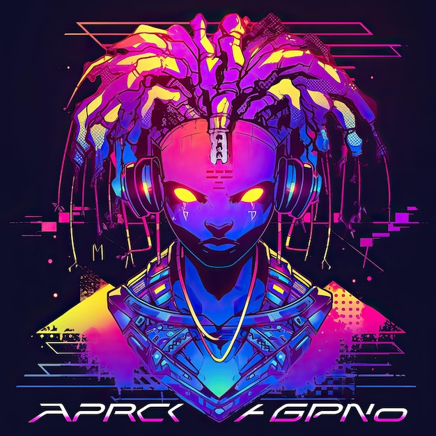 Futuristic African woman in Wakanda style Vector illustration art for T shirt prints