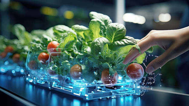 Photo futuristic agriculture and smart technology