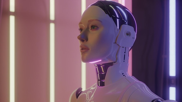 Futuristic AI Android in cinematic lighting photoset