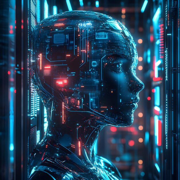 Photo futuristic ai technology concept with digital neural network