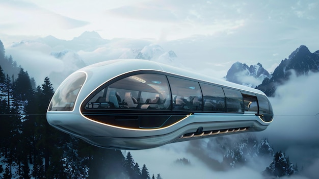 a futuristic airplane with a curved roof and a logo of a futuristic design