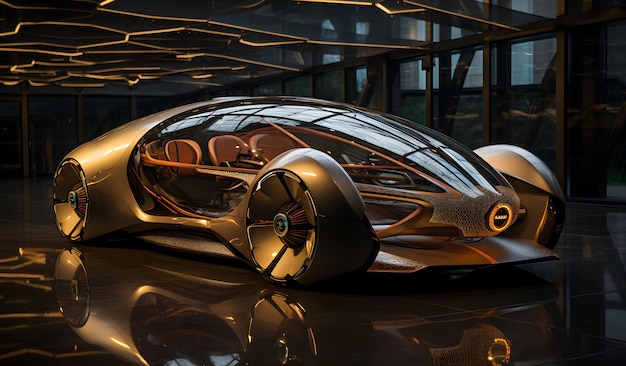 A futuristic amphibious car