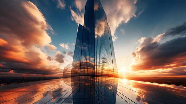 Futuristic Architectural Wonder Dominating the Sunset Cosmos Reflections of Beauty