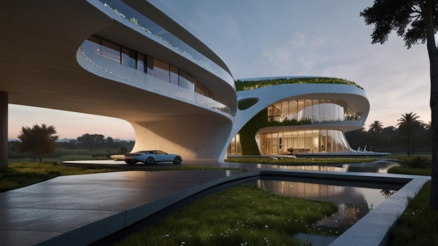 Futuristic architecture with ecofriendly designs