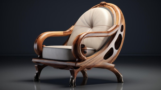 Futuristic Armchair With Intricate Carvings And Exotic Realism